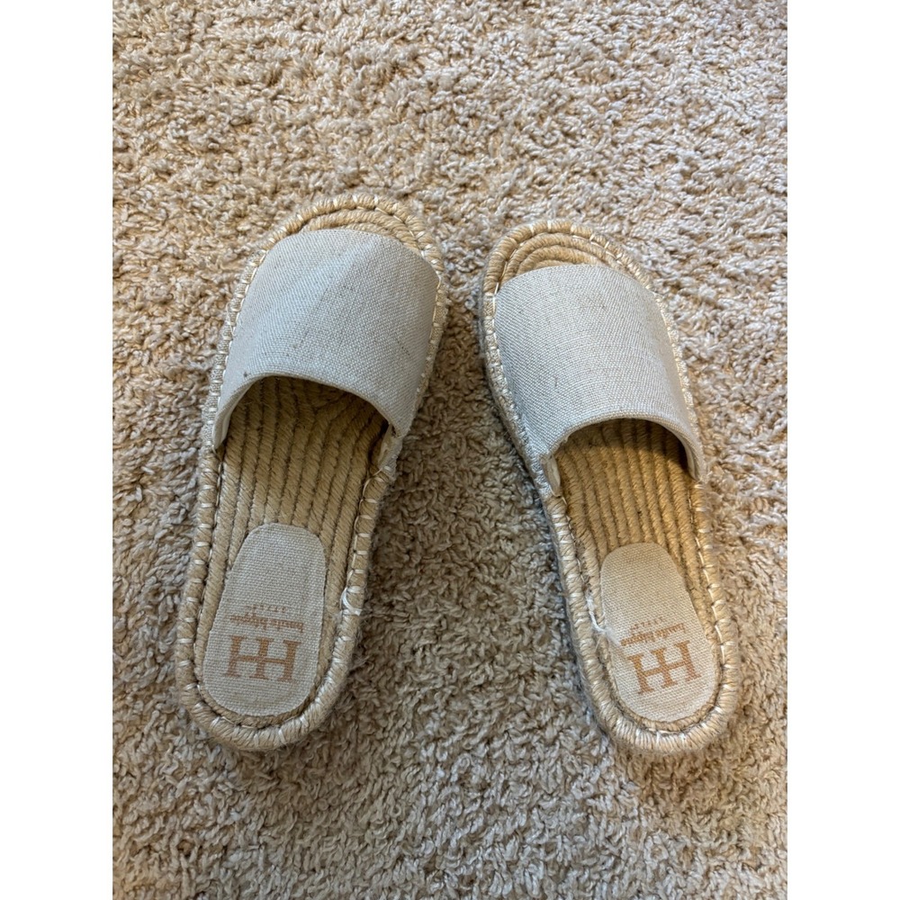 Haute Hippie  Beige Espadrille Slide Sandals Womens 9M Jute Flat Slip On